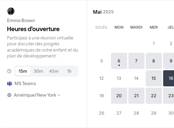 Exemple d’interface de réservation : rendez-vous médical et choix de créneaux.